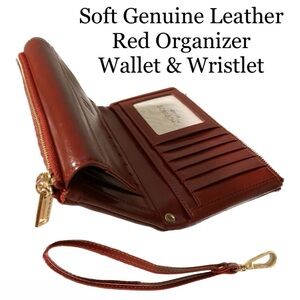 ♥️ Genuine Leather Wallet Trifold Wristlet Organizer
